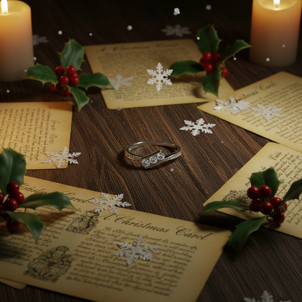 Christmas Carol Ring - Flat Lay
