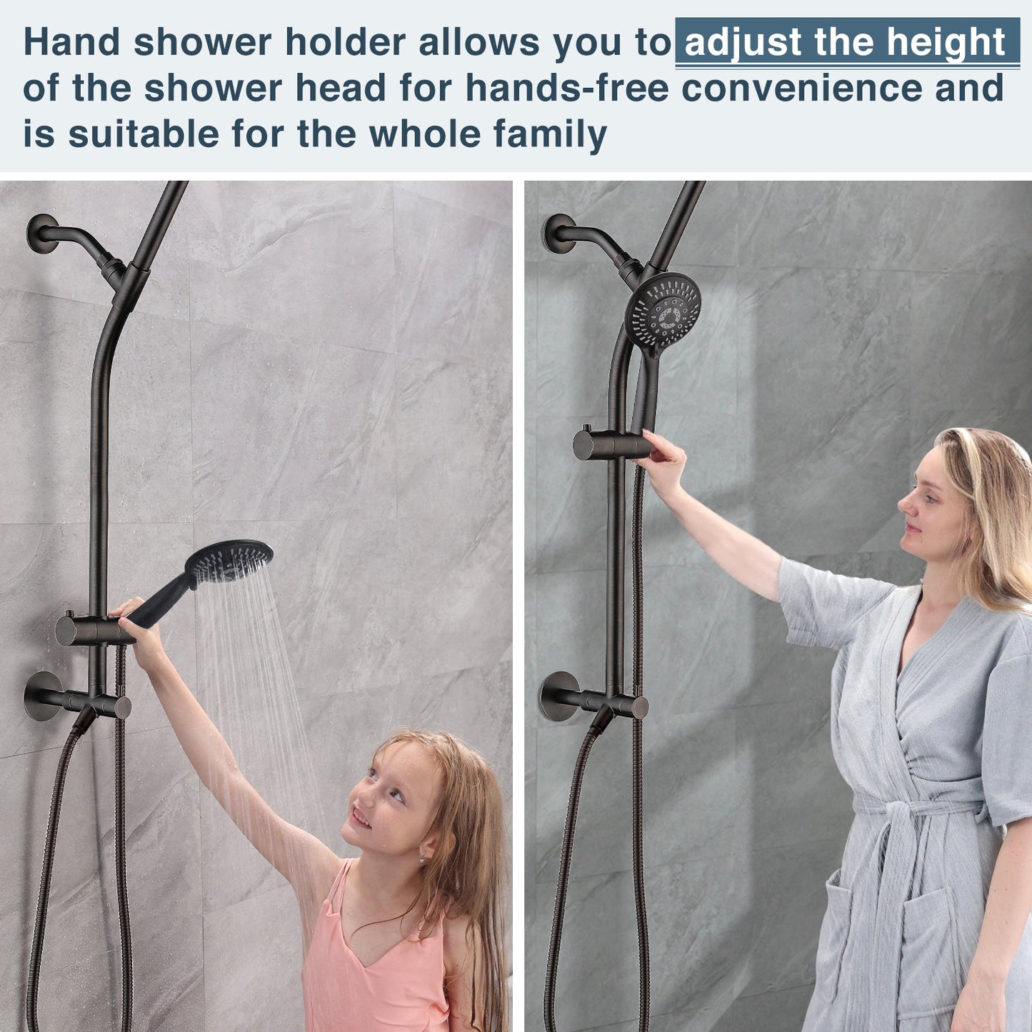 Shower Head Combo-Shower Head with Solid Brass Rail and Diverter
