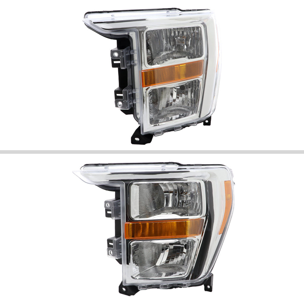 Spec-D 21-23 Ford F-150 Headlights OEM Style Chrome Halogen.