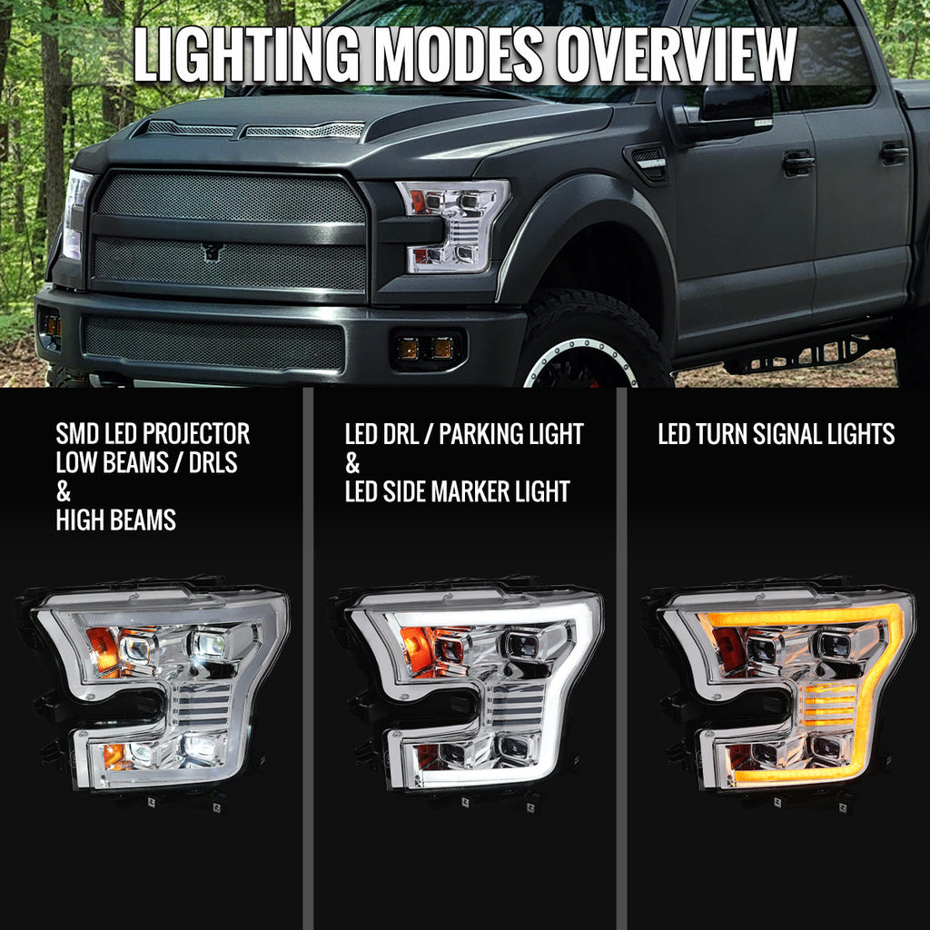Spec-D 15-17 Ford F-150 Headlights Full LED Switchback Sequential.