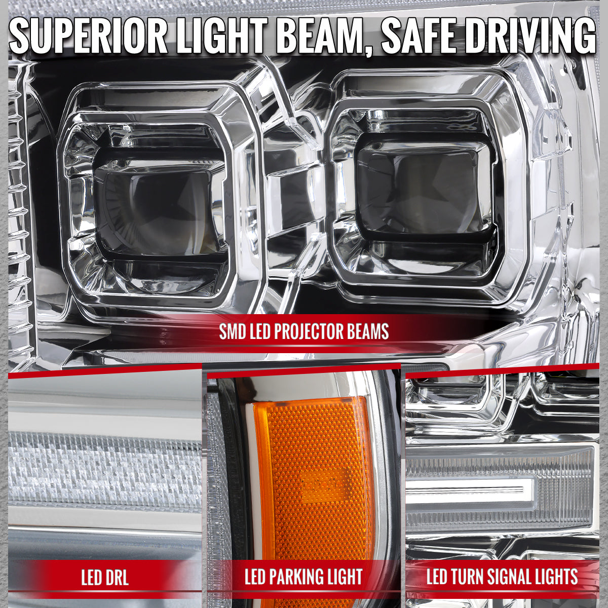 Spec-D 21-23 Ford F-150 OEM LED Headlights Full Sequential Chrome