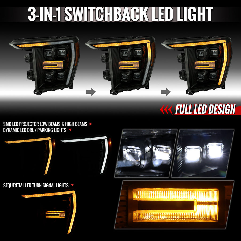 Spec-D 21-23 F-150 SEQ LED Projector Headlights OEM LED Smoked