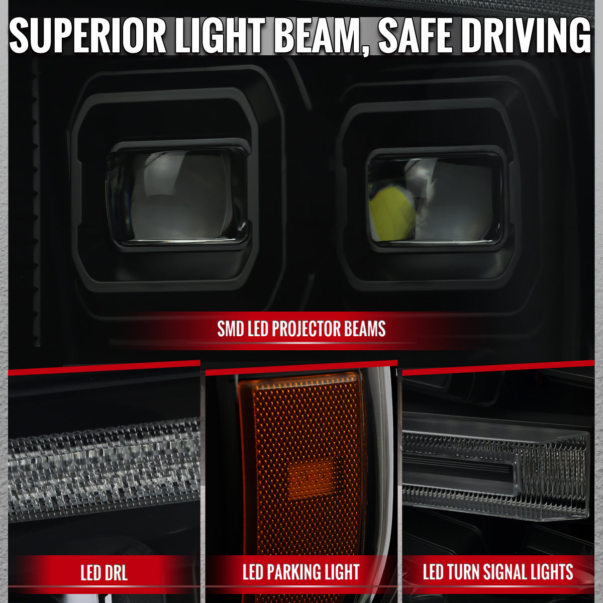Spec-D 21-23 F-150 SEQ LED Projector Headlights OEM LED Smoked