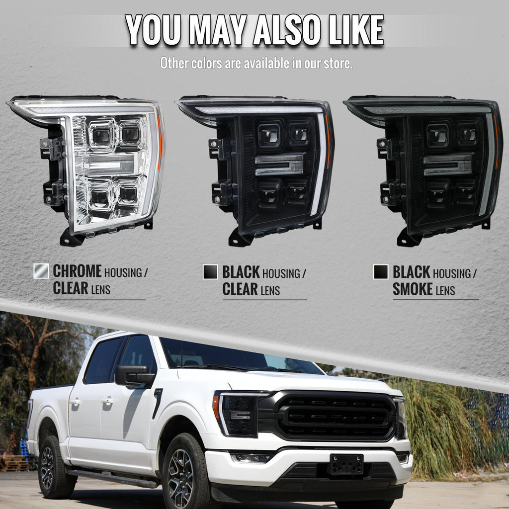 Spec-D 21-23 F-150 SEQ LED Projector Headlights OEM LED Smoked