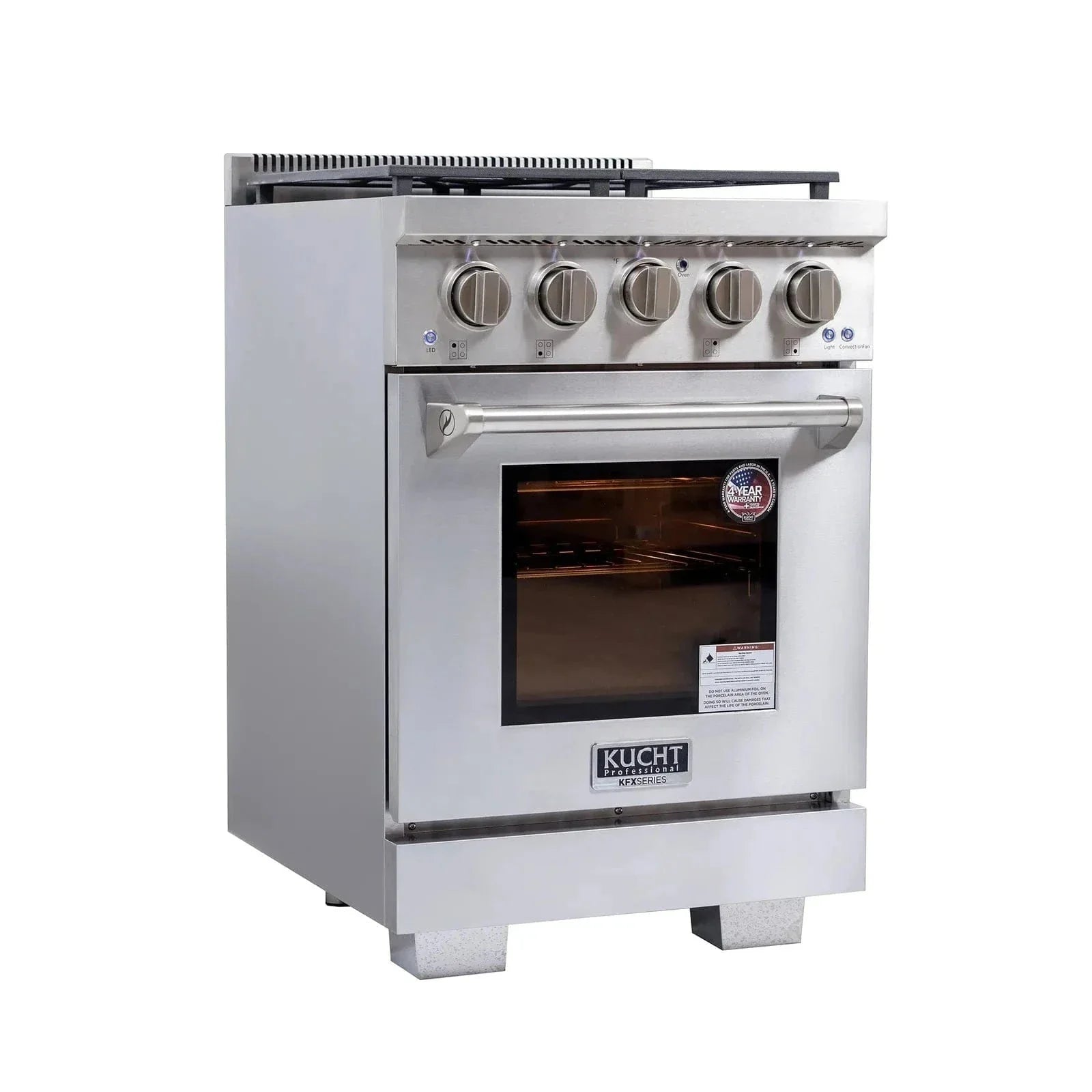 Kucht Professional 24" Gas Range Stainless Steel, True Simmer Burners, KFX2400X-S
