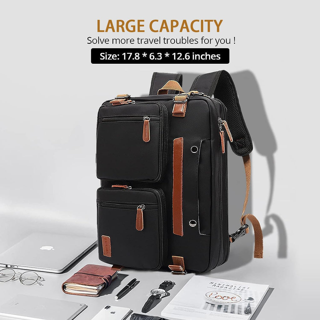 3 in 1 Laptop Backpack, 17.3 Inch Computer Bags for Travel Bussiness School Men Women, Black