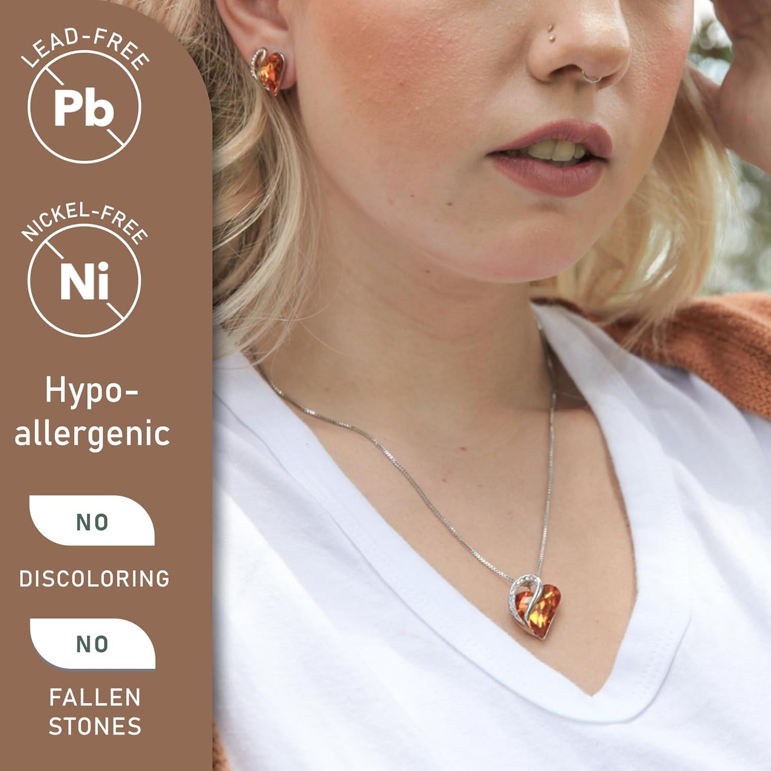 Infinity Love Heart Pendant Necklace with Birthstone Crystals for 12 Months, Jewelry Gifts for Women, Silver-Tone, 18"+2"
