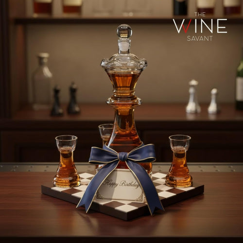 Chess Whiskey Decanter Set — Queen Decanter 750ml with 4 Rook Shot Glasses