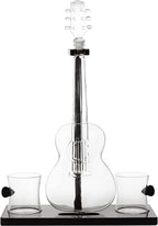 Guitar Whiskey Decanter Set — 1000ml with 2 Glasses & Mahogany Base