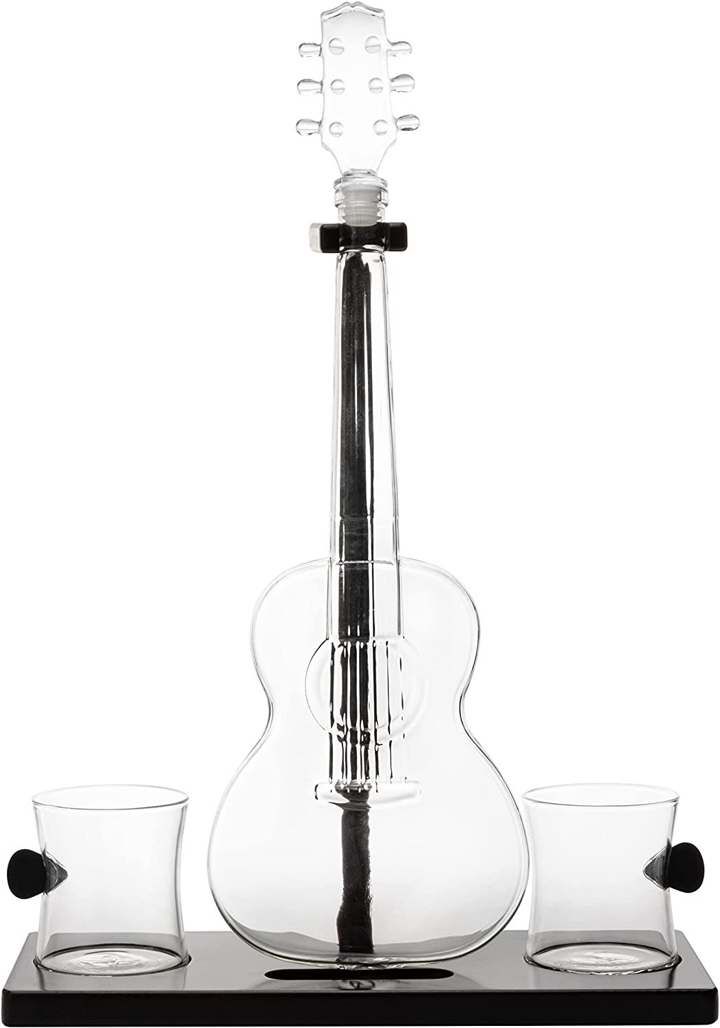 Guitar Whiskey Decanter Set — 1000ml with 2 Glasses & Mahogany Base