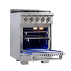 Kucht Professional 24" Gas Range Stainless Steel, True Simmer Burners, KFX2400X-S