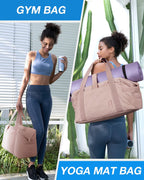 Weekender Bags for Women, Gym Bag with Yoga Mat, Travel Duffle Overnight Bag for Travel Essentials, Large Hospital Bag for Labor and Delivery(Pink)