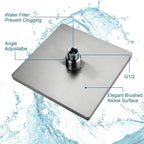 Bright Showers Rain Shower Head with 10 Inch Adjustable Extension Arm, 8 Inch Square Showerhead