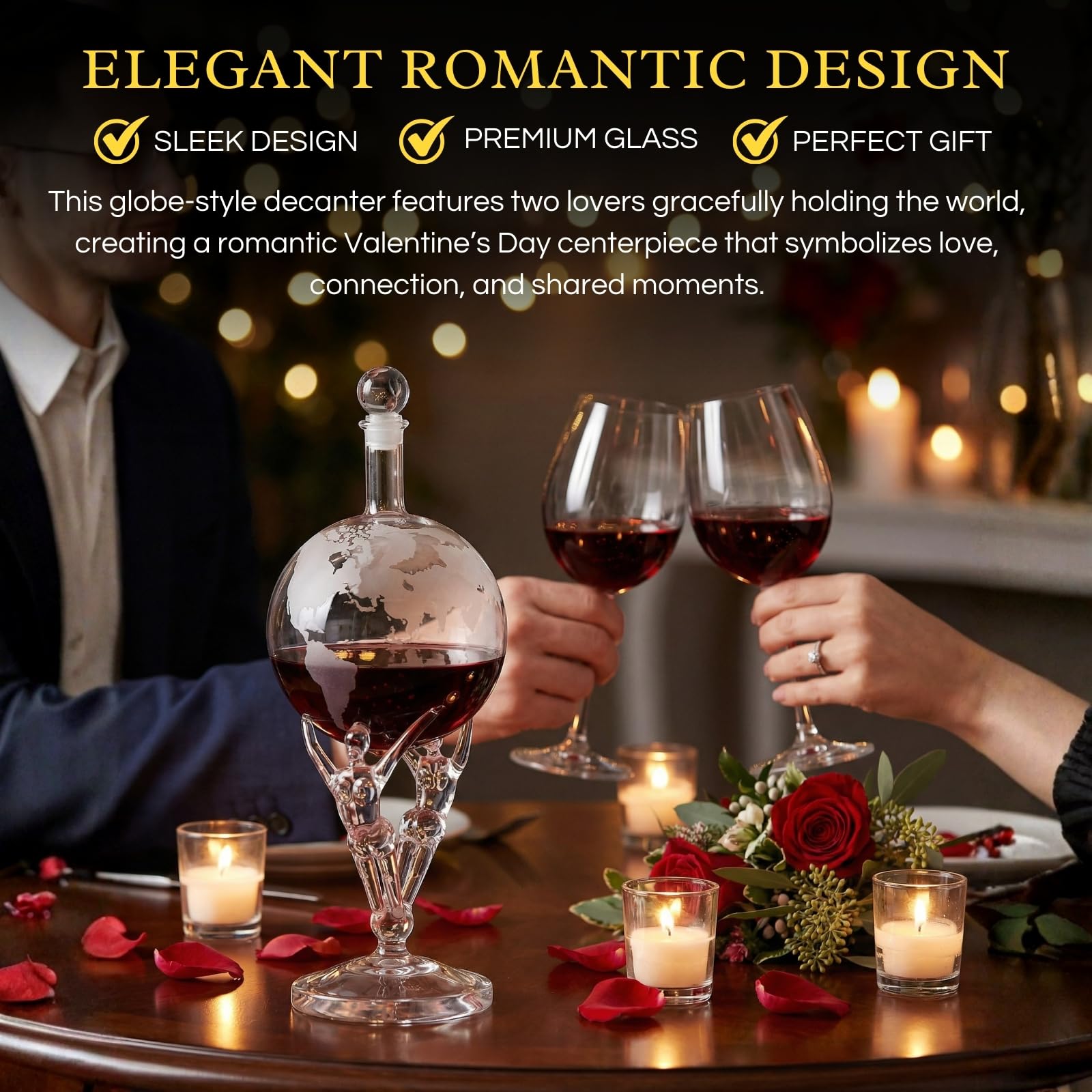 Lovers Globe Whiskey Decanter — 500ml, 12" Tall