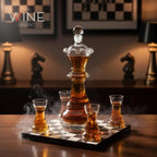 Chess Whiskey Decanter Set — Queen Decanter 750ml with 4 Rook Shot Glasses