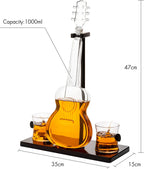 Guitar Whiskey Decanter Set — 1000ml with 2 Glasses & Mahogany Base