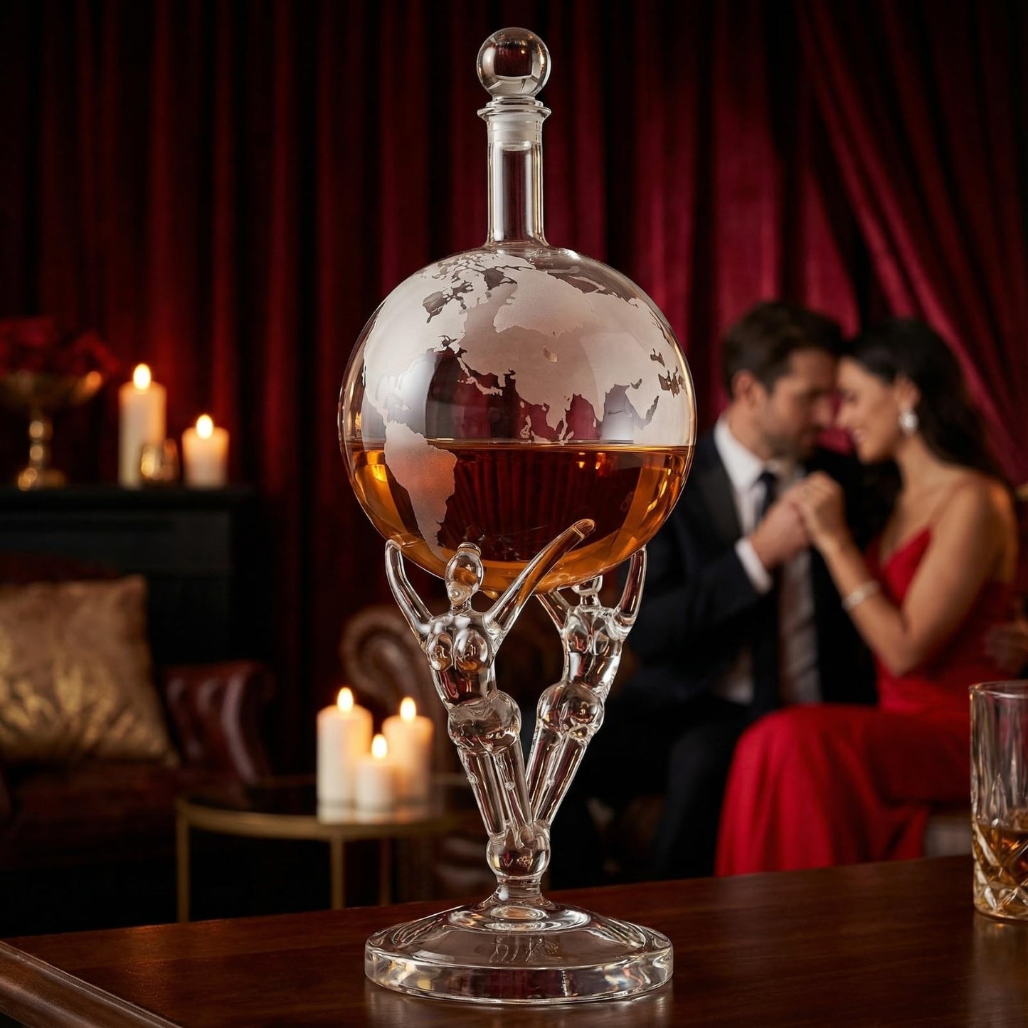 Lovers Globe Whiskey Decanter — 500ml, 12" Tall