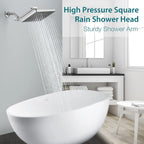 Bright Showers Rain Shower Head with 10 Inch Adjustable Extension Arm, 8 Inch Square Showerhead