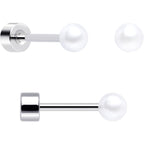 20G Clear Gem White Orb Flatback Earring Set of 6