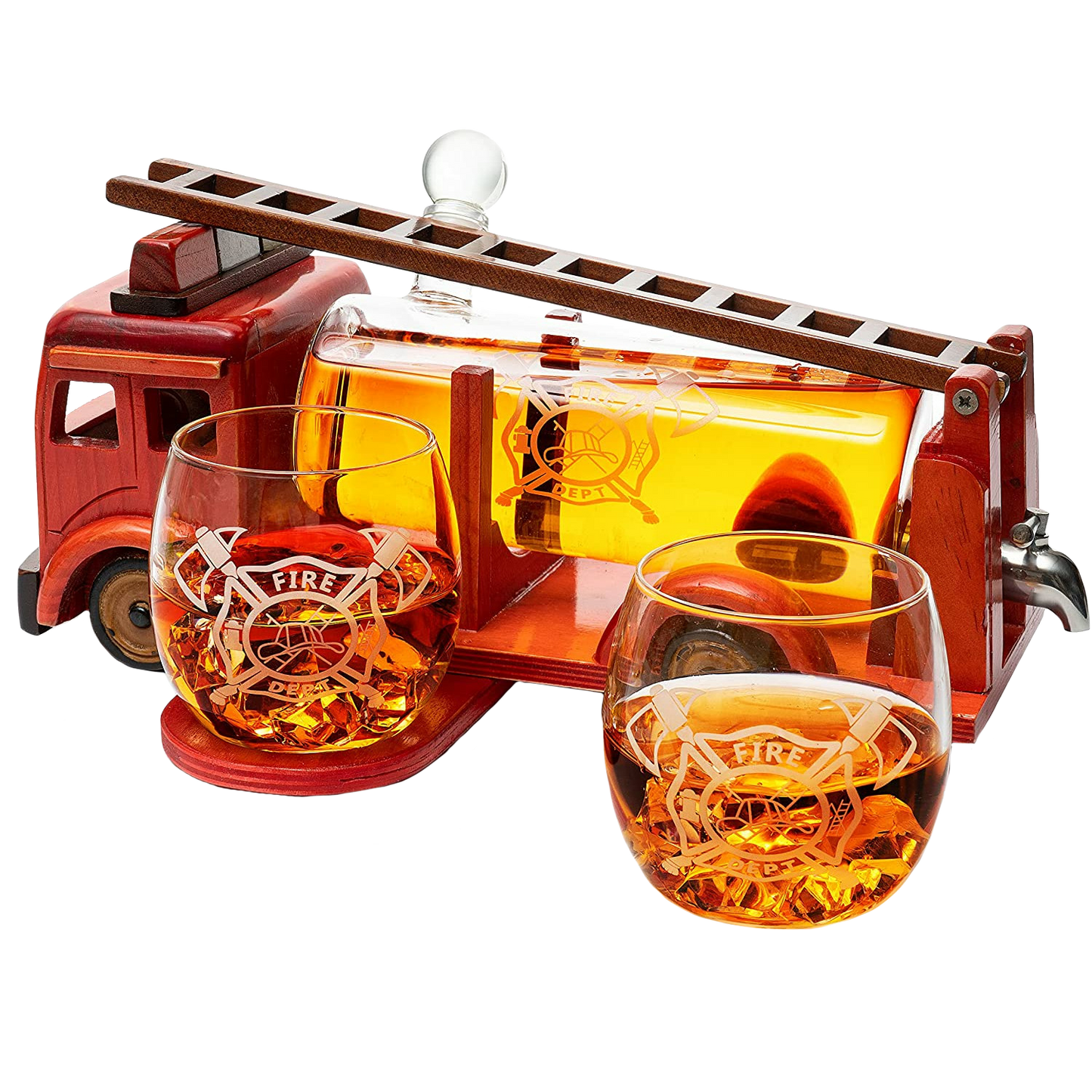 Firetruck Whiskey Decanter Set — 600ml with 2 Etched Glasses