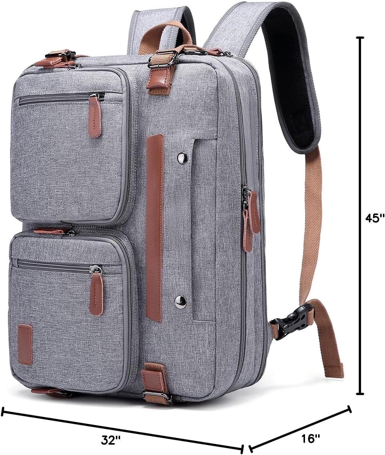 3 in 1 Laptop Backpack, 17.3 Inch Computer Bags for Travel Bussiness School Men Women, Black