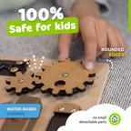 Sensory Busy Board for Toddlers, Premium Wooden Toddler Busy Board for 1 2 3 Year Old with 10 Educational Activities for Fine Motor Skills, Fidget Activity Toy for Travel