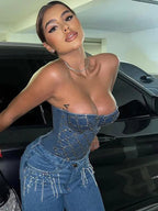 Rhinestone Cowgirl Denim Vest