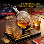 Marine Decanter Set With 4 Whiskey Glasses 1000ml Marines Gift Decanter by The Wine Savant