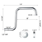 Bright Showers Shower Head Extension Arm with Flange S Shaped High Rise Extender,13 Inch
