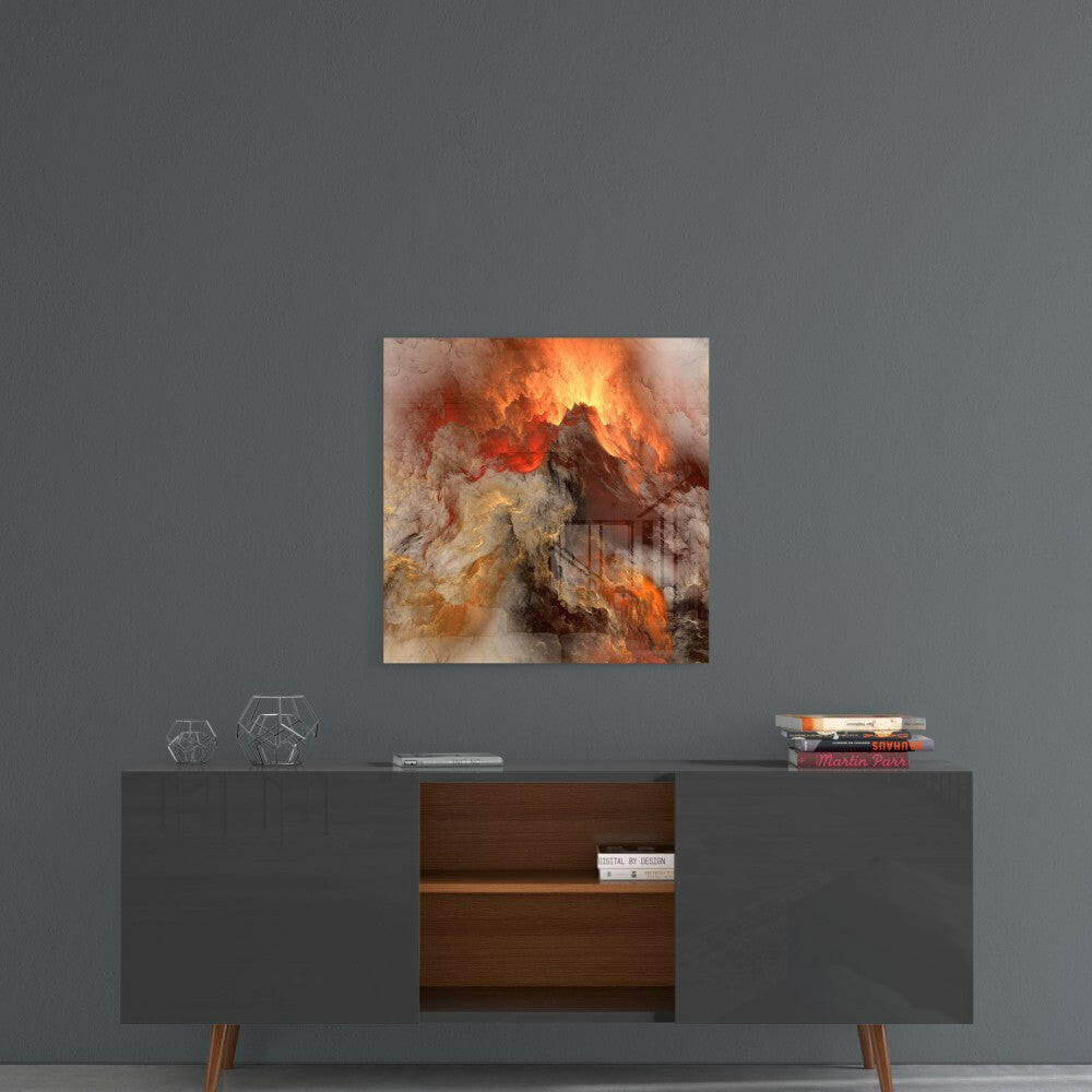 Golden Chaos Abstract Glass Wall Art