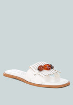 Nakasa Beaded Faux Leather Slip Ons