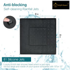 Bright Showers Rain Shower Head with 10 Inch Adjustable Extension Arm, 8 Inch Square Showerhead
