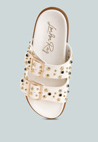 Jayata Metallic Stud Embellished Sliders