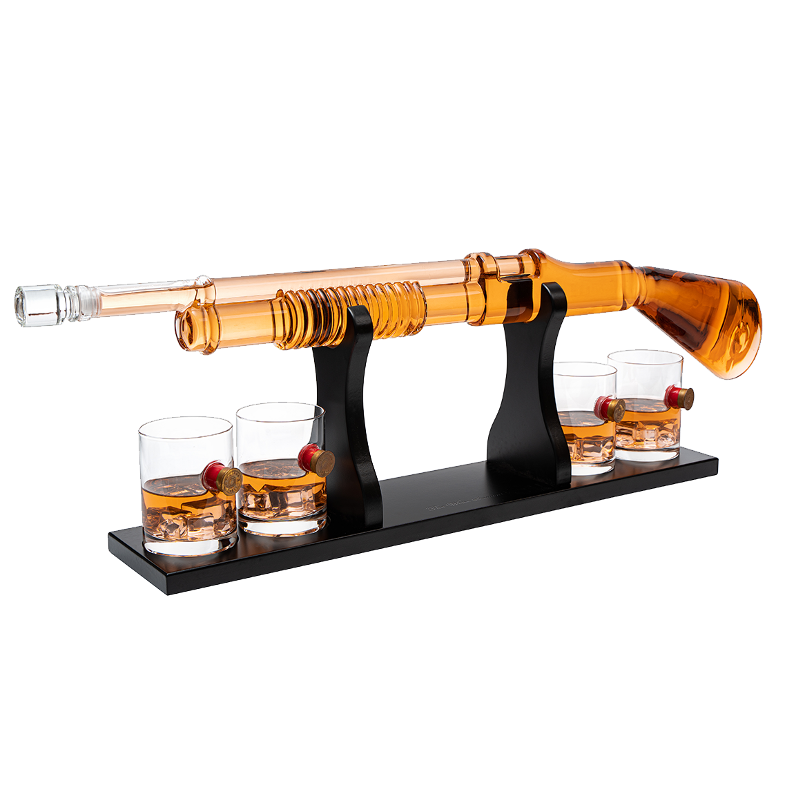 Shotgun Whiskey Decanter Set - Limited Edition - 800 ml & 4 12oz Bullet Glasses - Unique Gift - Drinking Party Accessory, Handmade Gun Liquor Decanter, Tik Tok Gun Decanter Gifts for Dad