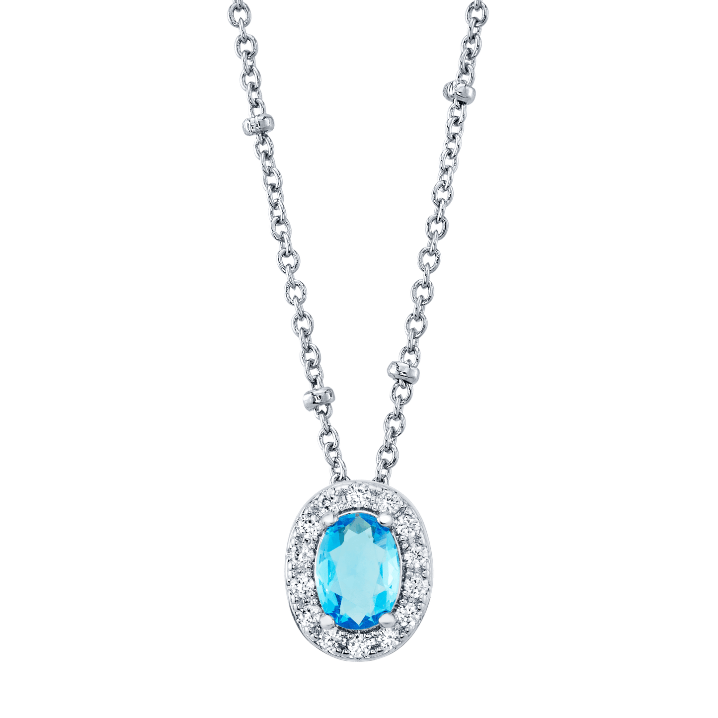 Blue Zircon Birthstone Necklace (December)