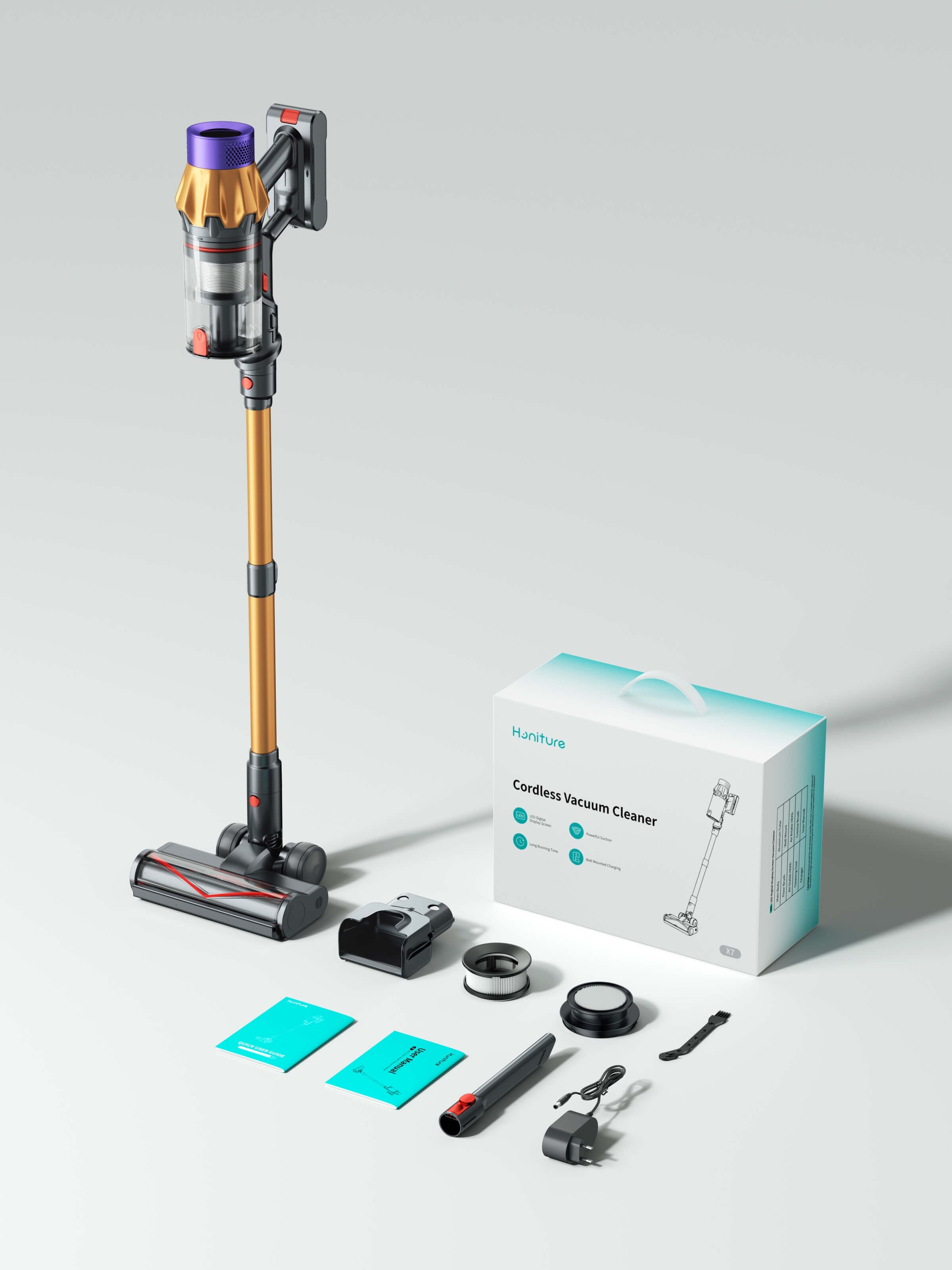 Honiture X7 Cordless Vacuum – 45KPa Suction, 60-Min Runtime & HEPA Filter