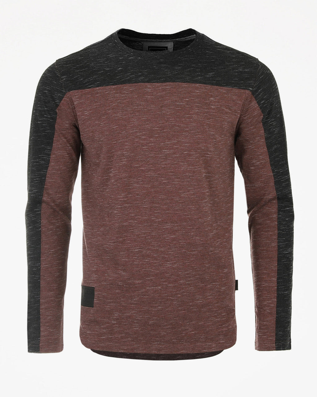 Athletic Color Block Long Sleeve Curved Hemline Casual Shirt
