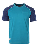 Mens Short Sleeve Raglan Tee - Color Block Retro Casual T-Shirt