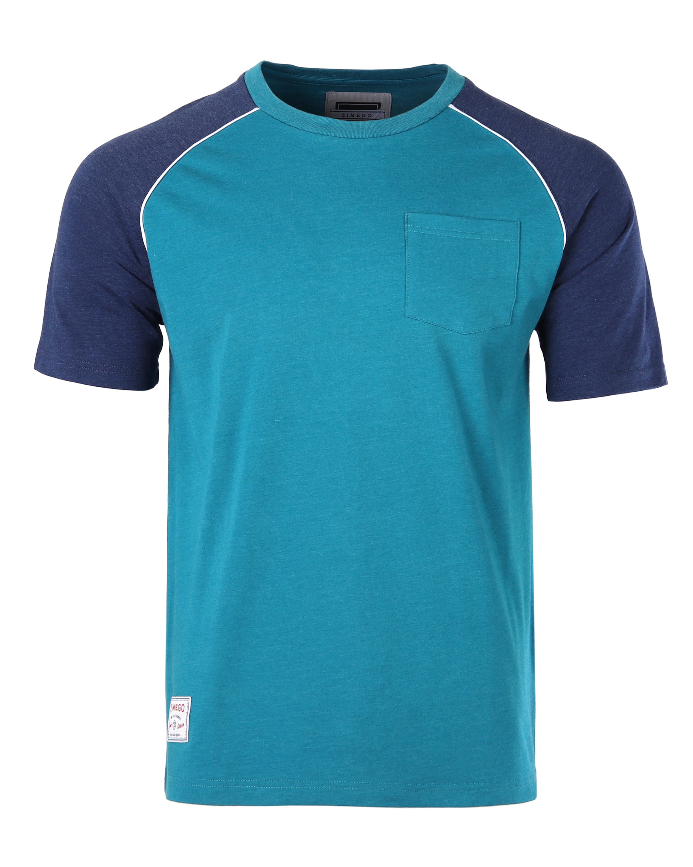 Mens Short Sleeve Raglan Tee - Color Block Retro Casual T-Shirt