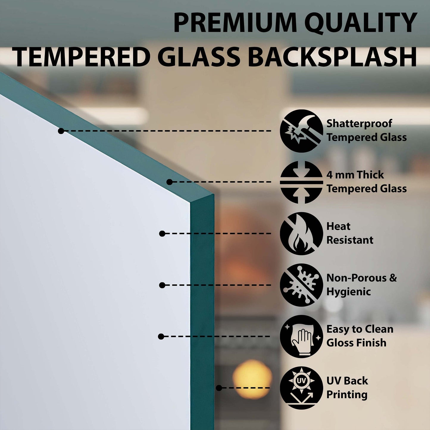 Golden Midnight Tempered Glass Backsplash – Kitchen Backsplash for Stove