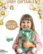 Green Triceratops Stuffed Animal Backpack, Toddler Backpack Girl Dinosaur Toys 3 Year Old Boys