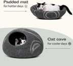 Premium Felt Cat Bed Cave (Medium) - Handmade 100% Merino Wool Bed for Cats and Kittens
