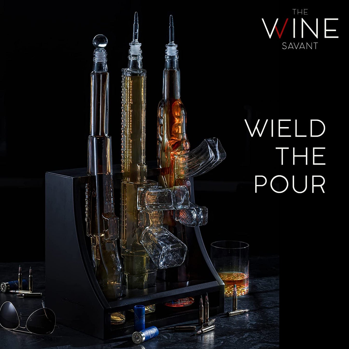 3 Gun Whiskey Decanter Set — AR-15, AK-47 & Rifle, 1000ml
