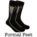 cRAZY sockS for MeN featuring a tuxedo design in black and white.