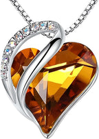 Infinity Love Heart Pendant Necklace with Birthstone Crystals for 12 Months, Jewelry Gifts for Women, Silver-Tone, 18"+2"