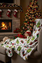 Grinch Pattern Throw Blanket