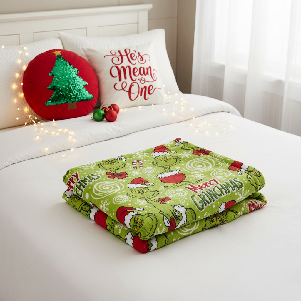 Grinch Pattern Throw Blanket