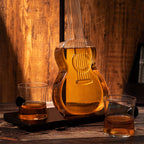 Guitar Whiskey Decanter Set — 1000ml with 2 Glasses & Mahogany Base