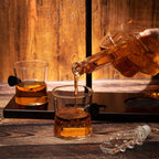 Guitar Whiskey Decanter Set — 1000ml with 2 Glasses & Mahogany Base