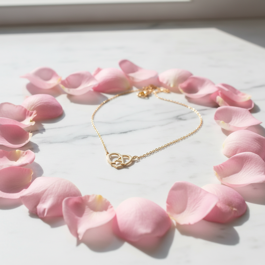 Heart Initial Necklace - Flat Lay